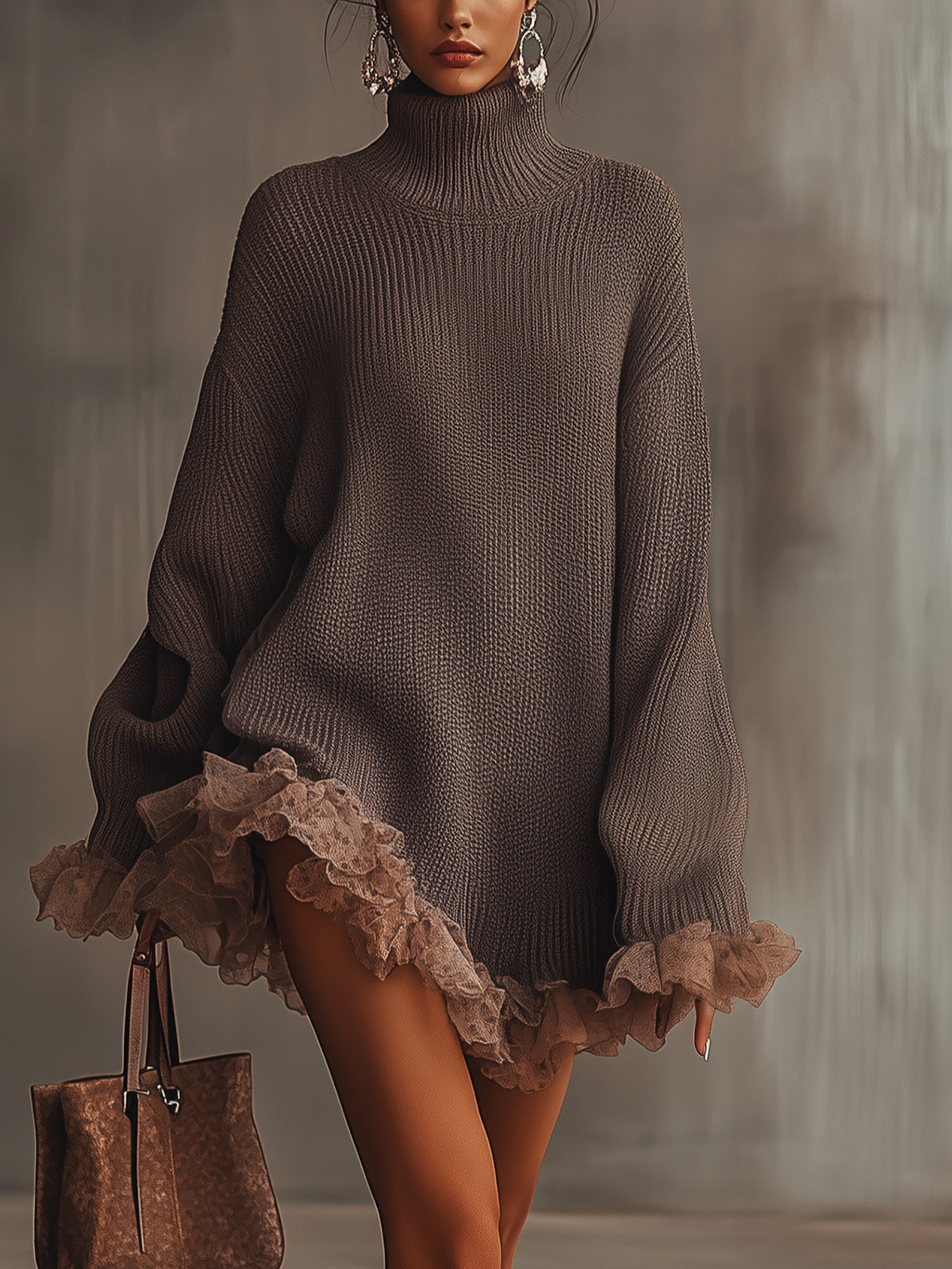 Women's Oversized Long Sleeve Sweater Dress - VibreMode