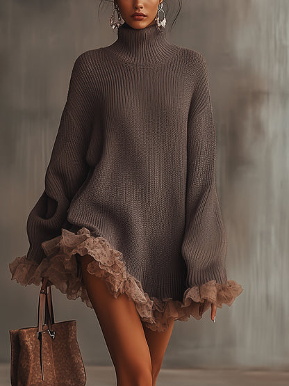 Women's Oversized Long Sleeve Sweater Dress - VibreMode