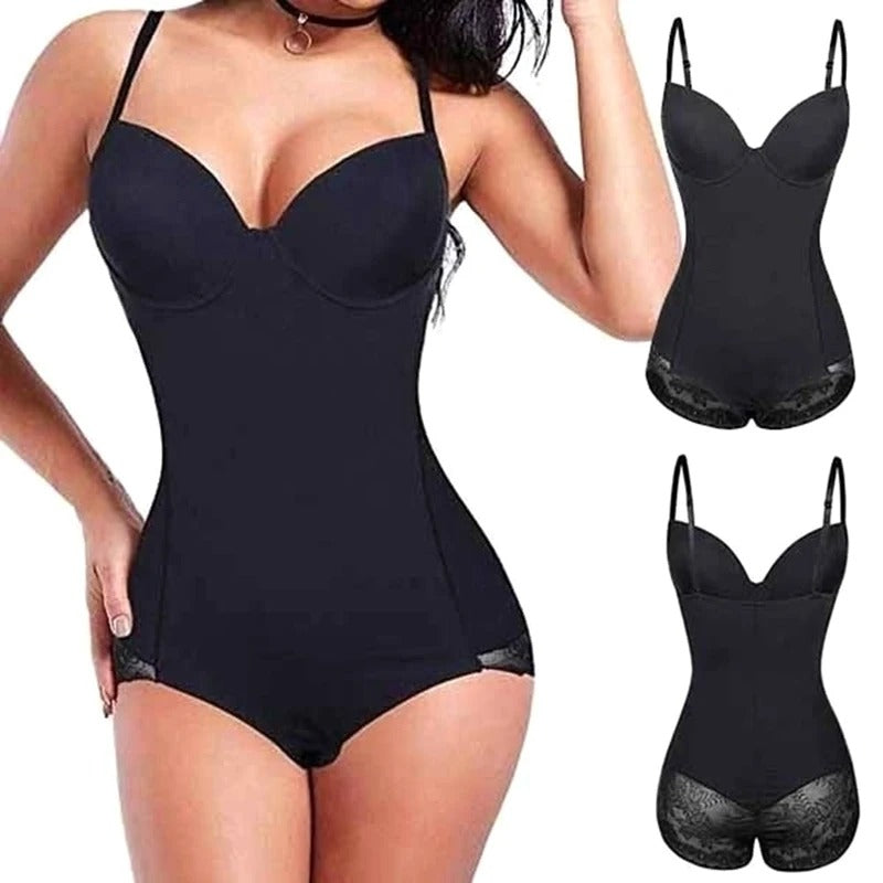 Women's Shaping Bodysuit Slimming Stretchy Black - Vonnera