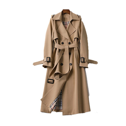 Women's Double Button Trench Coat Classic Waterproof