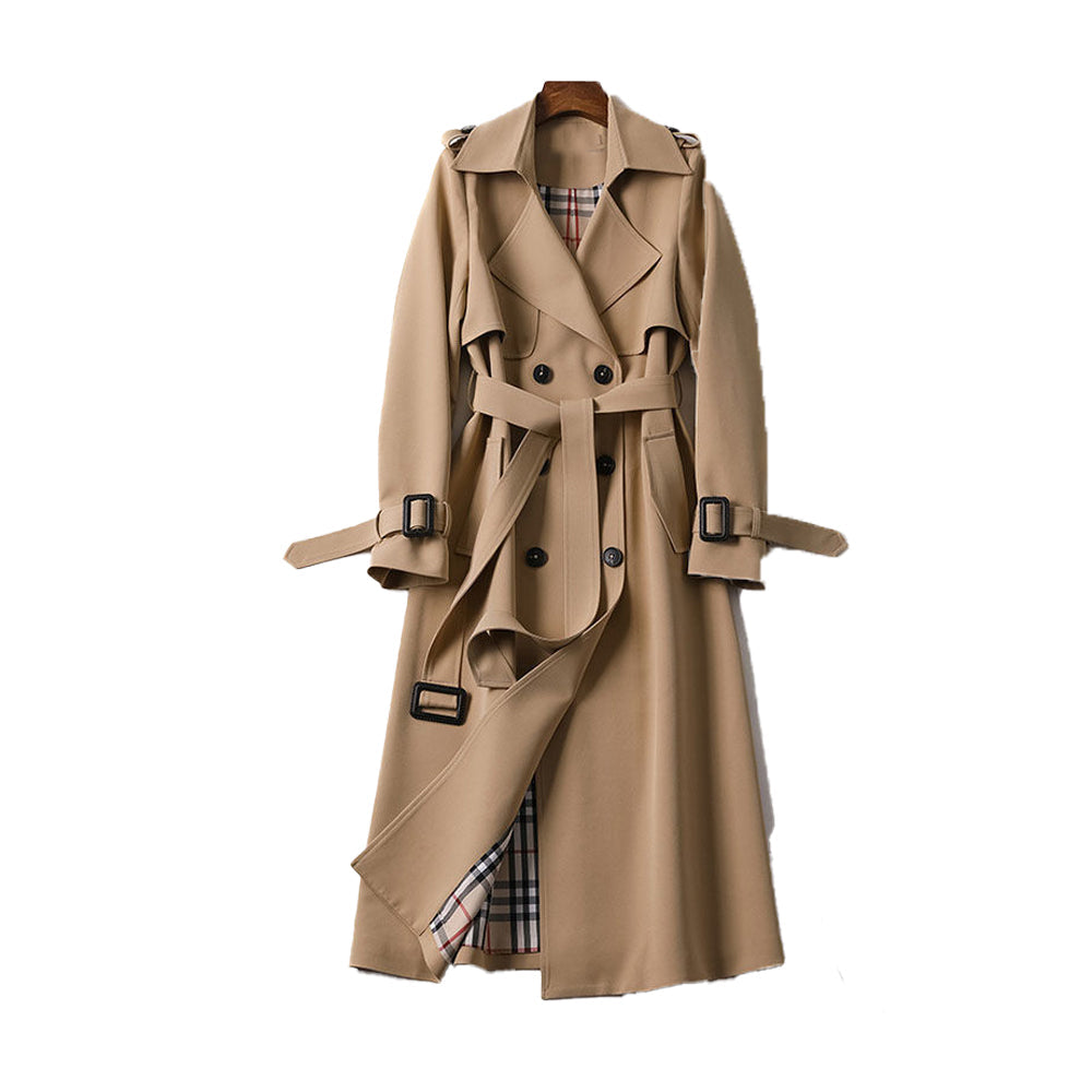 Women's Double-Breasted Trench Coat Belted Mid-Calf - Vonnera