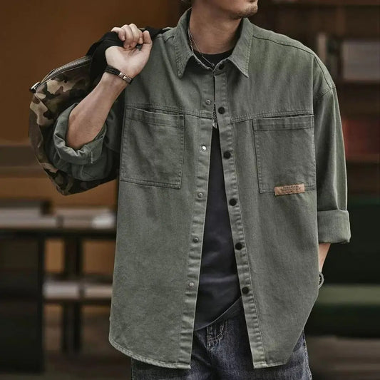 Mens Vintage Button Up Cotton Shirt - Vonnera