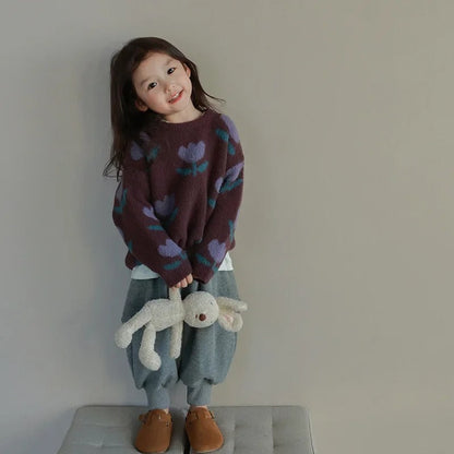 Evdokia Girls Floral Sweater