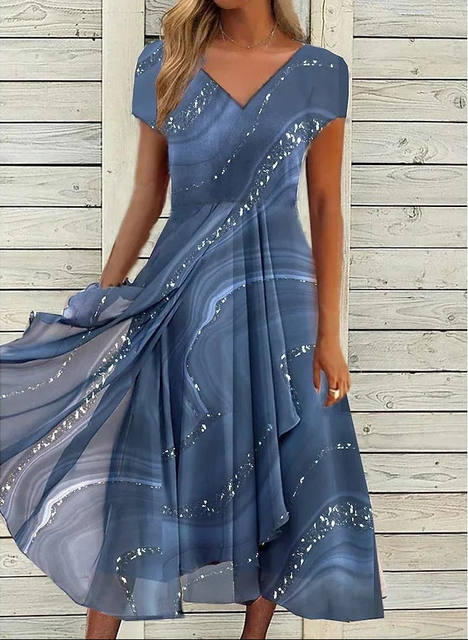Women's Abstract Print Midi Dress - Vonnera