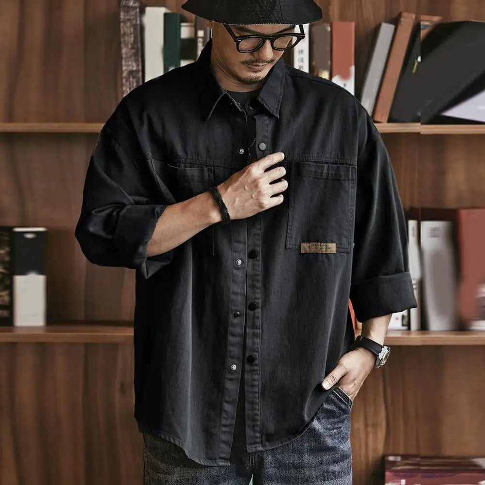 Mens Vintage Button Up Cotton Shirt
