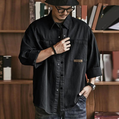 Mens Vintage Button Up Cotton Shirt