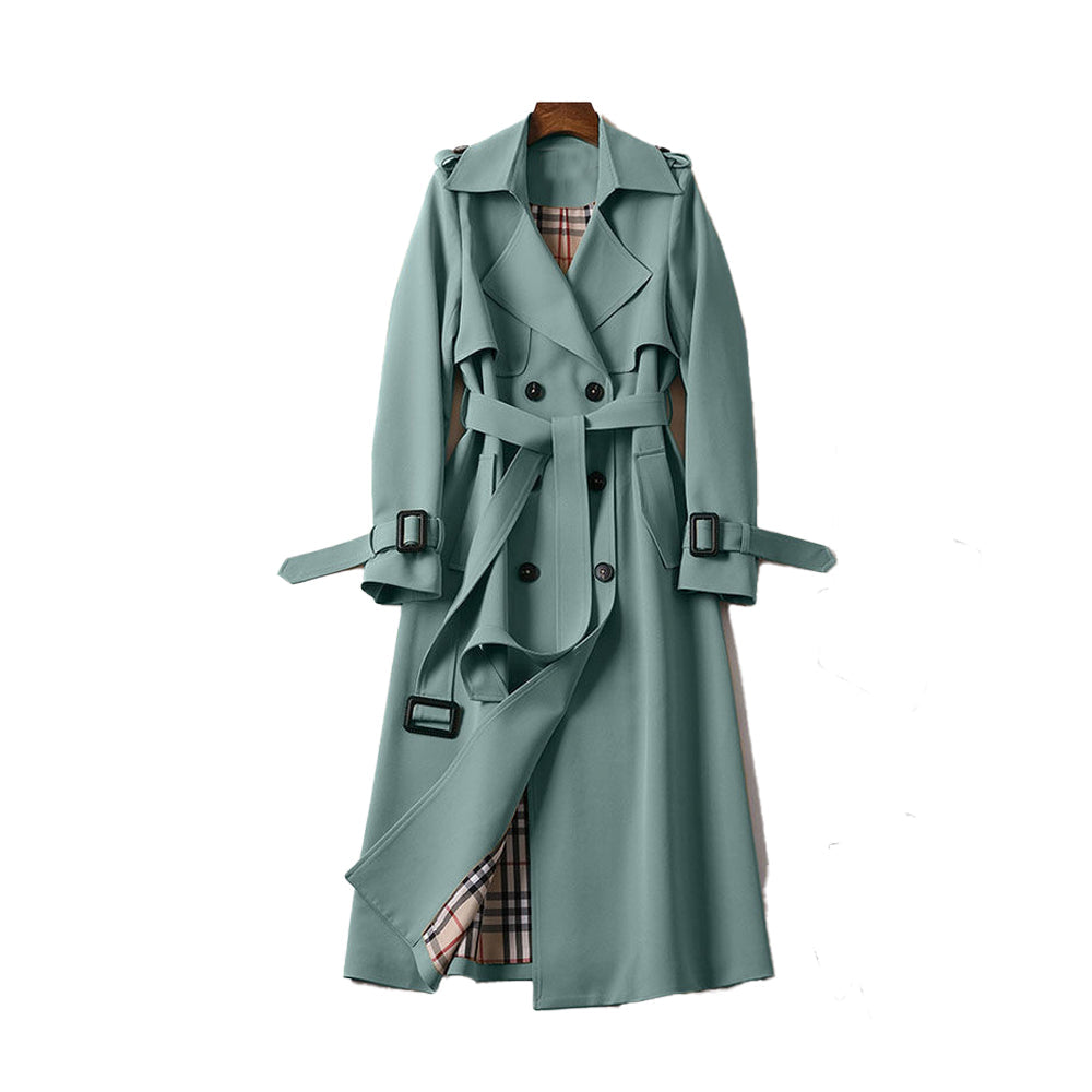 Women's Double Button Trench Coat Classic Waterproof