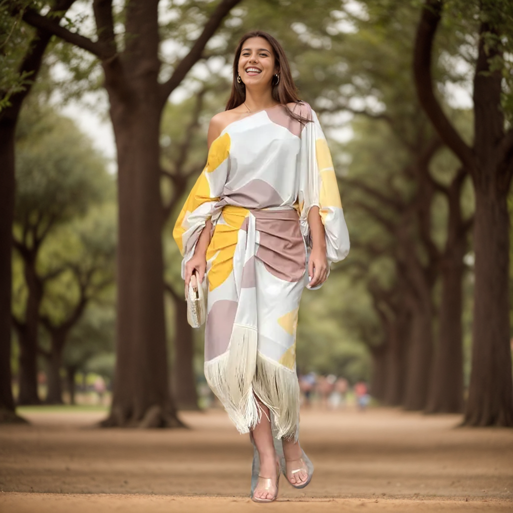 Image of Maisie | Women's One-Shoulder Wrap Midi Dress