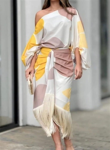 Image of Maisie | Women's One-Shoulder Wrap Midi Dress