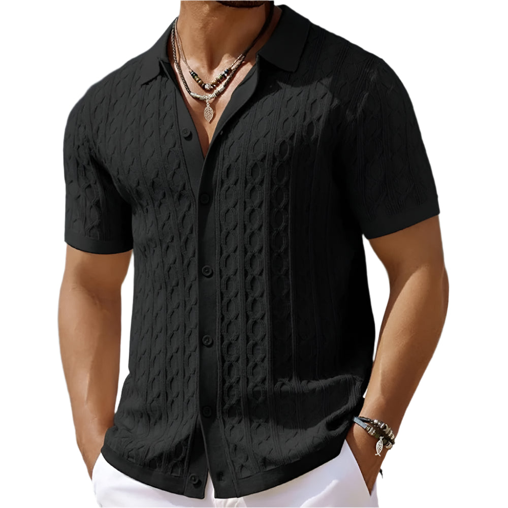 Image of Marco | Men's Button-Down Textured Polo Shirt