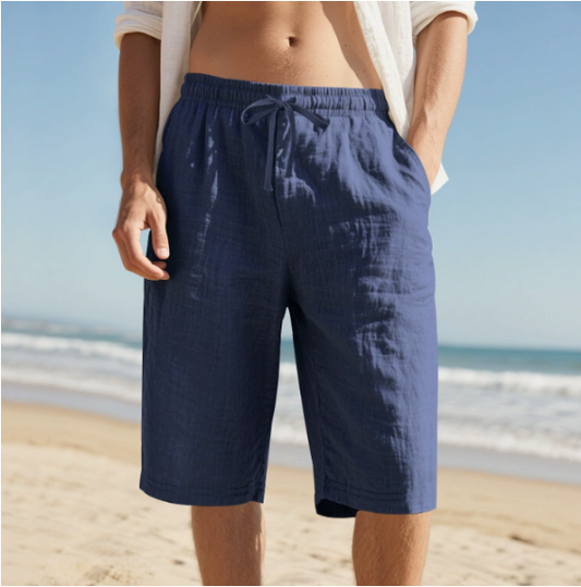 Men's Chino Shorts Knee Length Pull-On Beige - Vonnera