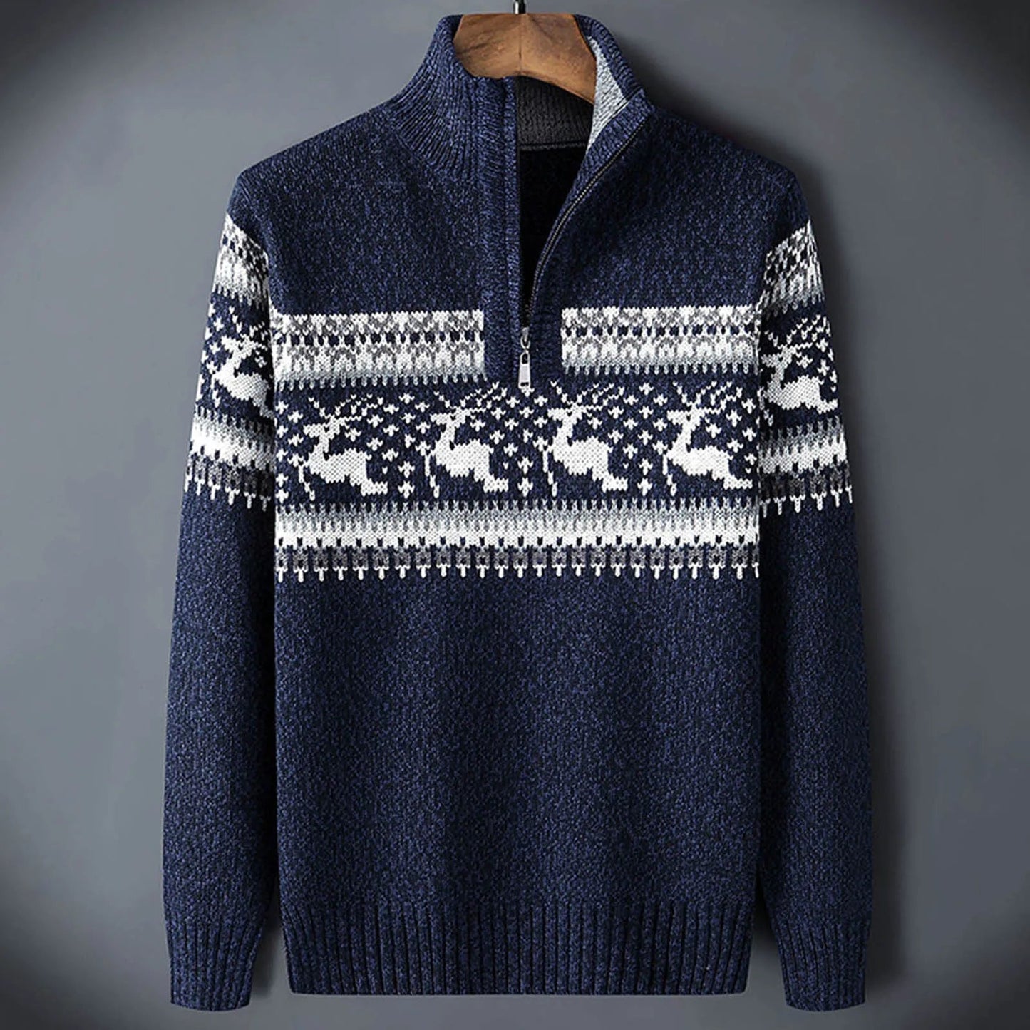 Men's Patterned Quarter Zip Sweater - Vonnera