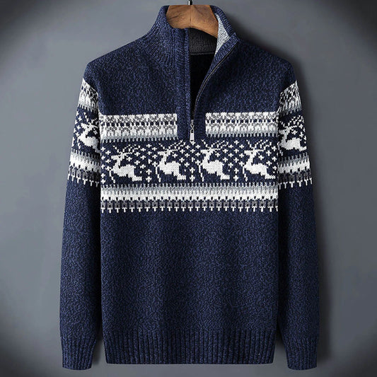 Men's Patterned Quarter Zip Sweater - Vonnera