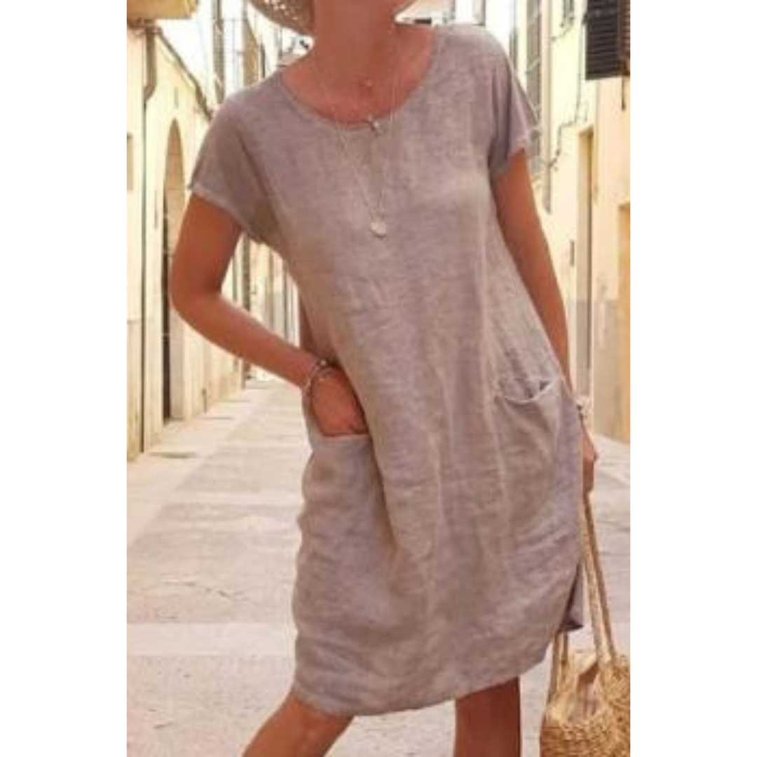 Women's Relaxed Fit Knee Length T-Shirt Dress - VibreMode