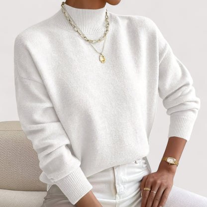 Women's Crew Neck Sweater Ribbed Trim - Vonnera