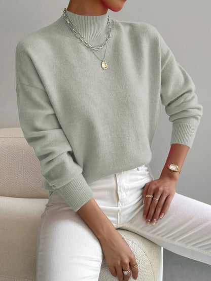 Women's Crew Neck Sweater Ribbed Edges - Vonnera
