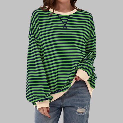 Women's Striped Crewneck Sweater Long Sleeve - Vonnera