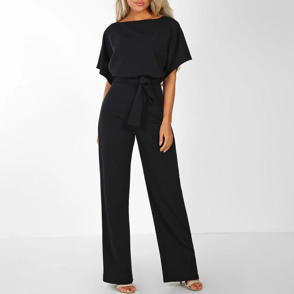 Women's Wide Leg Two-Piece Pants Set Belted