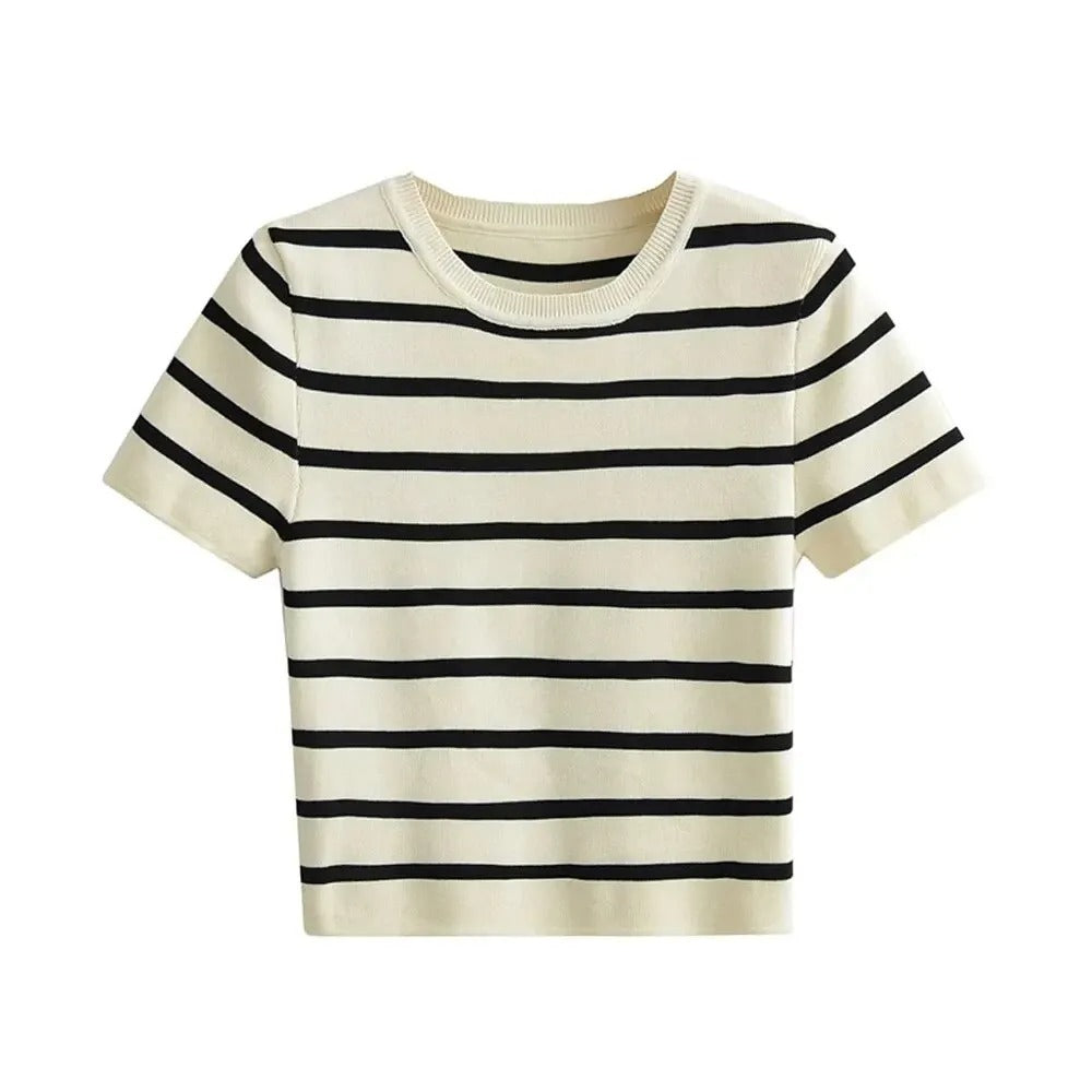 Women's Striped Cropped T-Shirt - Vonnera