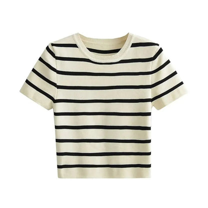 Women's Striped Cropped T-Shirt - Vonnera