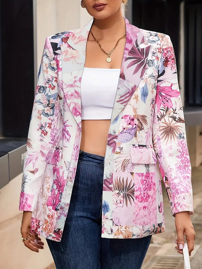 Women's Floral Blazer Notched Lapel - Vonnera