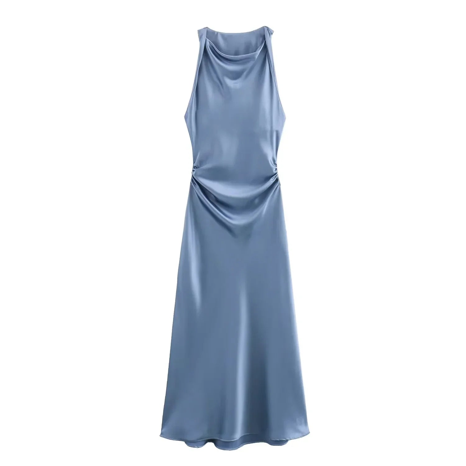Women's Ruched Midi Dress Sleeveless - Vonnera
