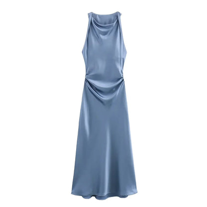 Women's Ruched Midi Dress Sleeveless - Vonnera