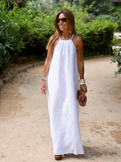 Women's Halter Neck A-Line Maxi Dress - Vonnera