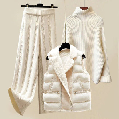 Women's Sweater Vest Set High-Neck 3-Piece - Vonnera