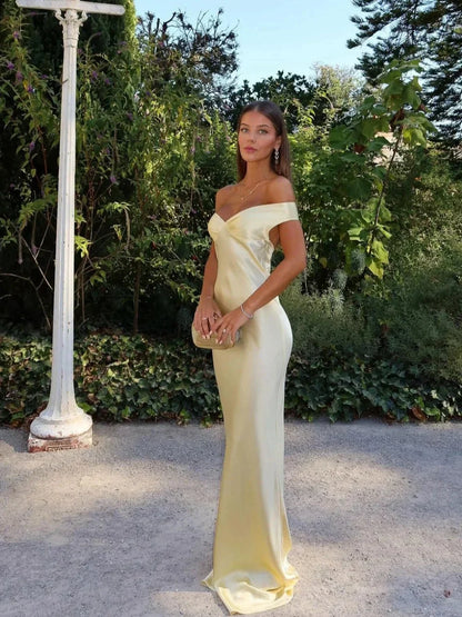 Women's Off-Shoulder Maxi Dress Yellow - Vonnera