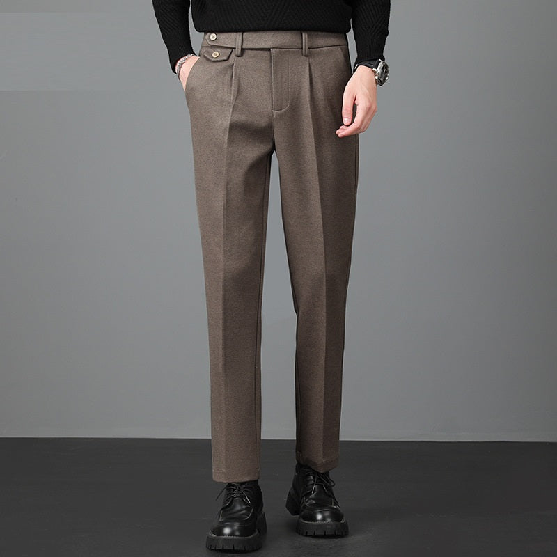 Men's Pleated Straight Leg Dress Pants - Vonnera
