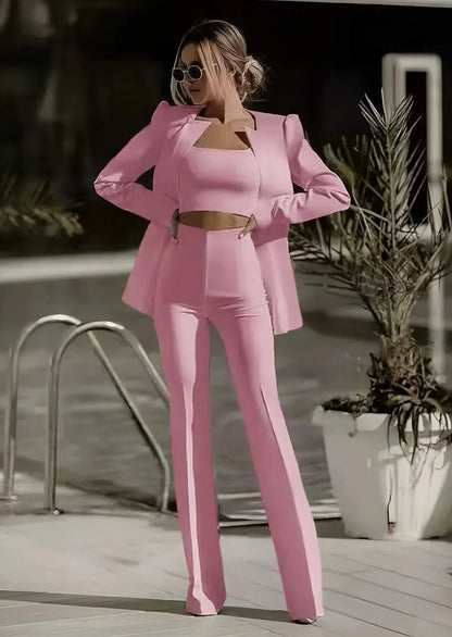 Women's Two Piece Pantsuit Blazer Set