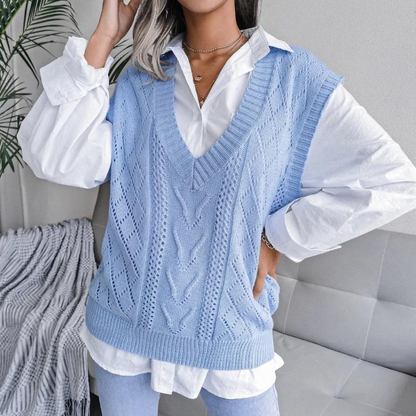 Women's V-Neck Sleeveless Sweater Vest - Vonnera
