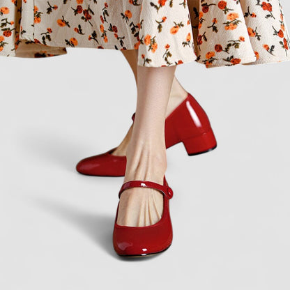 Women's Block Heel Mary Jane Shoes Closed-Toe