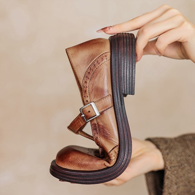 Women's Mary Jane Shoes Closed Toe Buckle Strap