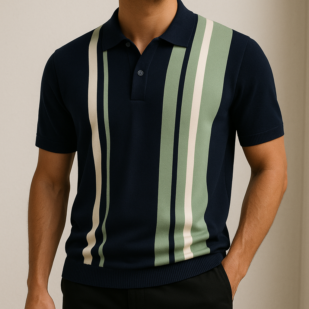Varenna Men's Contrast Knit Polo Shirt - Vonnera