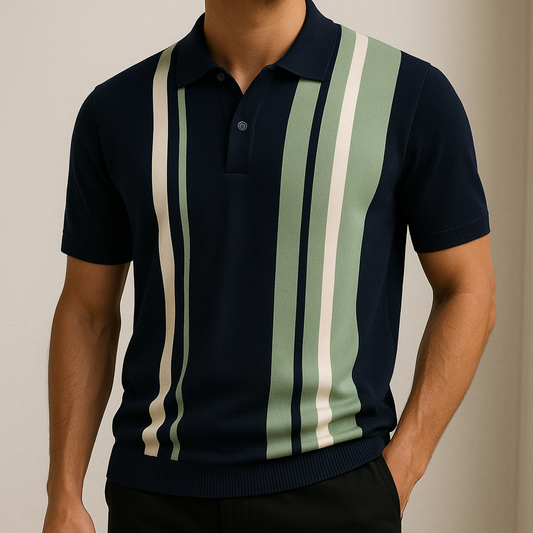 Varenna Men's Contrast Knit Polo Shirt - Vonnera
