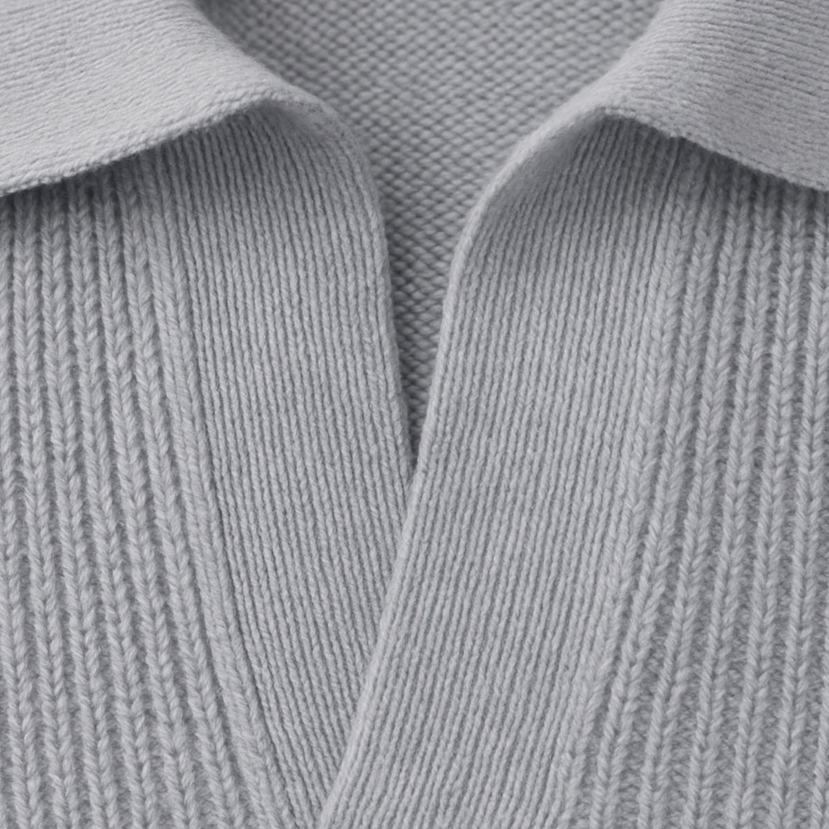 Men's Knitted Long Sleeve Polo Sweater Open Collar