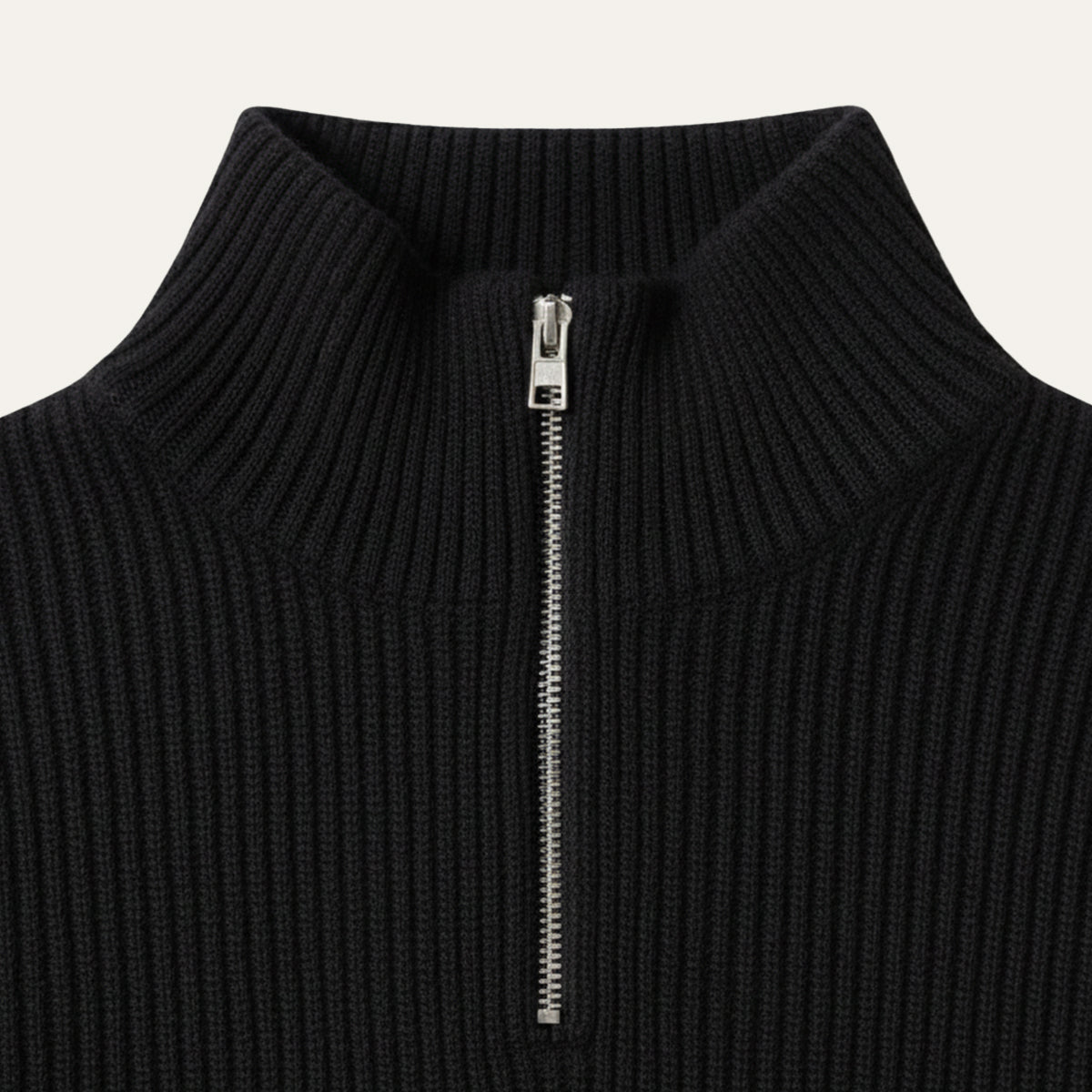Men's Quarter Zip Sweater Ribbed Knit Casual
