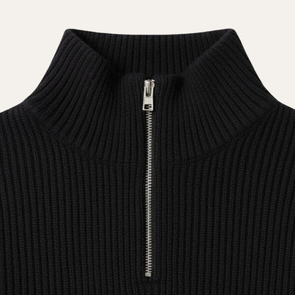 Men's Quarter Zip Sweater Ribbed Knit Casual
