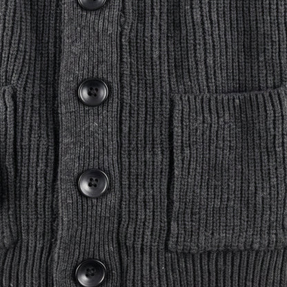 Men's Chunky Knit Cardigan Cotton Blend Shawl Collar