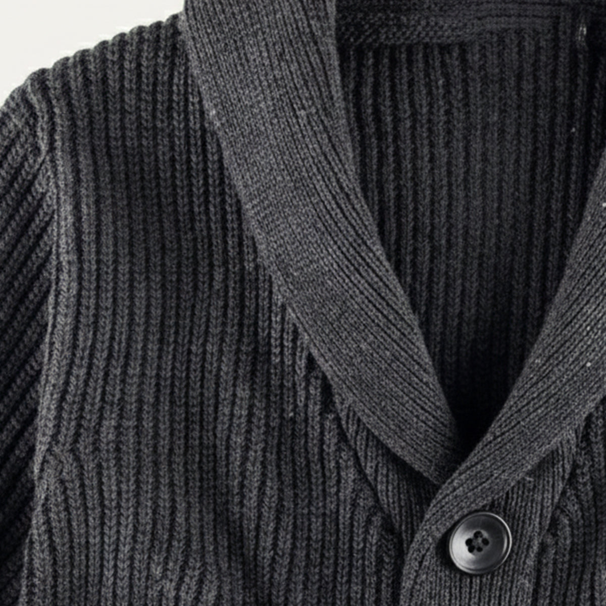 Men's Chunky Knit Cardigan Cotton Blend Shawl Collar