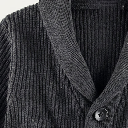 Men's Chunky Knit Cardigan Cotton Blend Shawl Collar
