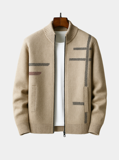 Men's Zip-Up Knit Jacket Stand Collar - Vonnera