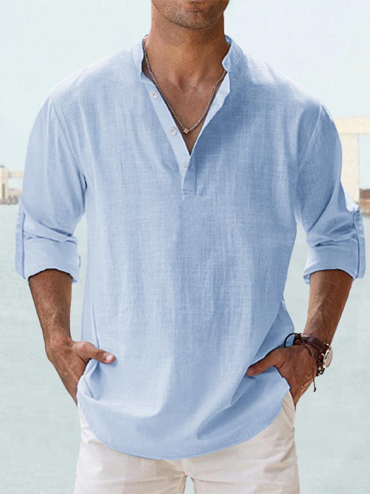 Men's Long Sleeve Henley Shirt Casual - Vonnera