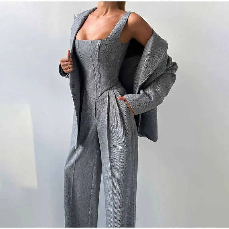 Women's Wide Leg Pant Suit Set - Vonnera