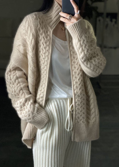 Women's Cable Knit Cardigan Zip Up - Vonnera