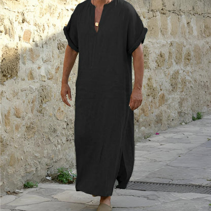 Men's V-Neck Long Sleeve Shirt Side Slit - VibreMode