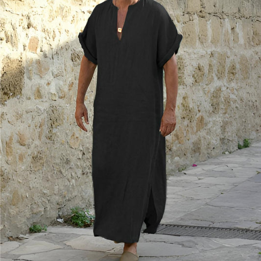 Men's V-Neck Long Sleeve Shirt Side Slit - VibreMode
