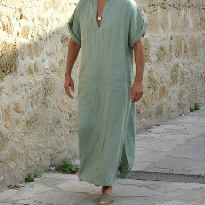 Image of Max | Men's V-Neck Side Slit Long Shirt